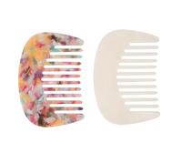 BELLIFFY Lot de 2 Mini Peignes à Dents Larges en Acétate Mini Peigne Portable Antistatique Compact pour Femmes Démêlant Doux pour Types de Cheveux Coloris Mermaid et Multicolore