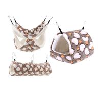 BELLIFFY Lot de 3 Nids Chauds pour Petits Animaux - Hamac Suspendu Maisonnette Isolante et Tunnel en Coton - Ensemble Cozy pour Hamsters Rats Furets - Accessoires Compatibles Cages -