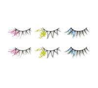 BELLIFFY Lot de 3 Paires de Faux Cils à Paillettes Colorés Fluorescents Extensions de Cils 3D pour Cosplay Maquillage Fête et Soirée Légers et Spectaculaires Modèles T-1 T-2 T-3