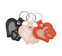 BELLIFFY Lot de 3 Porte-Clés Commémoratifs en Cuir PU Noir Orange et Écru pour Poils D’Animaux Porte-Clés Souvenir Chien et Chat Accessoire Léger et Solide pour Collection et Rangement