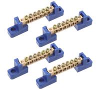 BELLIFFY Lot de 4 Borniers à Vis en Cuivre Massif 6 Positions Barrettes de Mise à la Terre Électrique Compactes Bloc de Distribution de Câbles d'Alimentation pour Tableau Électrique