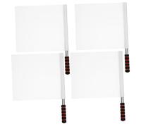 BELLIFFY Lot de 4 drapeaux d'arbitre blancs avec poignée antidérapante, tige en acier inoxydable, drapeaux de signalisation de sport haute visibilité pour le football, les juges de ligne et