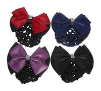 BELLIFFY Lot de 4 Filets à Chignon Élastiques avec Nœud Barrette Filet à Cheveux en Maille Douce Accessoires pour Coiffure Professionnelle Maintien Solide Snood pour Infirmières et