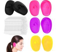 BELLIFFY Lot de 4 Paires de Cache-Oreilles en Silicone Transparentes 100 Bonnets de Jetables Protection Étanche pour Teinture Capillaire et Soins Bouchons D’Oreilles Légers et Flexibles