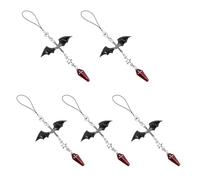 BELLIFFY Lot de 5 Breloques pour Téléphone Portable 16 Cm - Accès S de Décoration pour Coque de Téléphone Porte-clés et Cordon pour Charmes Gothiques Ailes Tête de Mort et Croix -