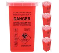 BELLIFFY Lot de 5 Conteneurs à Aiguilles Rouges avec Couvercle Rabattable Bac de Collecte Sécurisé Anti-Perforation pour Déchets D’Aiguilles Usagées pour Tatouage et Usage Professionnel