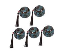 BELLIFFY Lot de 5 Mini Urnes Funéraires en Céramique Bleue Émaillée Petite Urne pour Cendres D’Animaux de Compagnie pour Chiens et Chats Boîte Mémoriale Compacte pour Usage Intérieur et