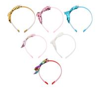 BELLIFFY Lot de 6 bandeaux à paillettes pour filles accessoires de fête de sirène cerceau pour cheveux de sirène coiffe pour filles matériau antidérapant et résistant à la lumière
