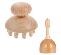 BELLIFFY Masseur de Drainage Multifonction en Bois 2 Pièces Ensemble, Tasse de Thérapie et Peigne de Massage, Outil de Massage Ergonomique Antidérapant, Usage Domestique pour Bien-être