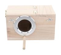 BELLIFFY Nichoir Support De Nidification Oiseaux en Bois, Petite Taille, Ouverture Gauche, Protection Vent Et Pluie, Usage Extérieur, pour Oiseaux Chanteurs Et Perroquets