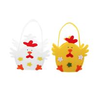 BELLIFFY Paquet Présent de Pâques pour Garçon et Filles Lot de 2 Paquet à Bonbons en Tissu Léger Jaune et Blanc Poignées Portable pour Fête et Décoration Festive