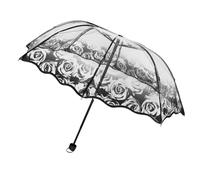 BELLIFFY Parapluie Transparent Pliant Manuel pour Femmes Motif Élégant Compact et Résistant au Vent pour Mariage Voyage et Usage Quotidien