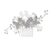 BELLIFFY Peigne À Cheveux De Mariage Robuste Accessoire De Coiffure À Fleurs Peigne Latéral Argenté Fourchette À Cheveux Pour Femmes