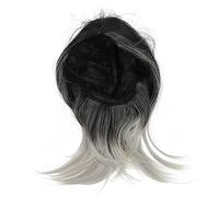 BELLIFFY Perruque Droite Dégradée Grise Mi-longue Avec Frange Centrale Postiche Naturel Pour Look Réaliste Et Confortable