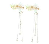 BELLIFFY Pince à Cheveux Chinoise Fleurs et Pompons Lot de 2 Accessoires Style Élégant Décoration Unique pour Hanfu Pince à Cheveux de Fleur