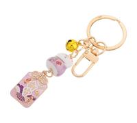 BELLIFFY Porte-Clés Amulette Chat Japonerie en Céramique et Alliage Pendentif Maneki Neko Orné de Cloche Décoration Paquet Femme Breloque Porte-Clés Présent Chance et Richesse
