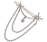 BELLIFFY Rhinestones Hairpin with Pearl Charm and Tassel Elegant Hair Clip for Women for Parties and Special Occasions