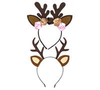 BELLIFFY Serrage-Tête de Noël en Tissu Bois de Renne Décoratif Lot de 2 Pièces Assorties Accessoires de Déguisement Festifs pour Fêtes Costumées et Séances Photo