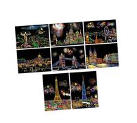 BELLIFFY Set de Cartes à Gratter Vue Nocturne Ville Cahier de Dessin Gratté Créatif pour Garçon Fille avec Images de Bâtiments et Feux Artifice Activité Artistique Ludique