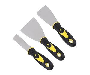 BELLIFFY Spatules en Acier Inoxydable Outil de Retrait Solide Manche en Caoutchouc Lot de 3 pour Protection des Stickers pour Imprimante 3d et Plateau Chauffant