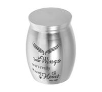 BELLIFFY Urne Funéraire pour Animaux en Acier Inoxydable Mini Urne pour Chien et Chat avec Design Aile Protectrice Boîte à Cendres Portable Argentée pour Souvenir et Recueillement