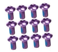 BELLIFFY Vis De Vélo en Acier Au Titane M5x10mm Violet 12 Pièces Vis De Plaquette De Frein Haute Résistance Compatible VTT, Vélo Électrique, Route Usage Frein à Disque