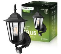 BELLIS Lampe de jardin LUMILED noire, applique murale LED extérieure E27, détect