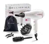 Bellissima Kit Sèche Cheveux Professionnel 2300W Blanc et Rose - Séchage Rapide, Chaleur Maîtrisée - Adapté Tous Types Cheveux - Accessoire Coiffure, Brushing - Brosse Ronde, Diffuseur Inclus