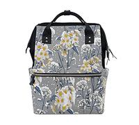 Bellissimo Fiore Bianco Senza Soluzione Di Continuità Verde Sac à Langer Sac à Dos Grande Capacité Multifonction Sac à Couches pour Voyage Maman Femme Papa