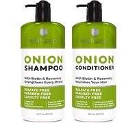 BELLISSO Shampooing et après-shampoing à l'oignon au romarin et à la biotine - Produits de soin des cheveux - Formule de salon pour le soin des cheveux fins - Hydratant et sans S