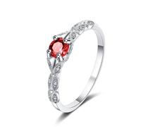 Bellitia Jewelry Bague Argent Femme 925 avec Grenat Rouge, Cadeau pour Fiançailles, Anniversaire, Fête des Mères, Saint-Valentin, Petite Amie, Anneaux avec Pierre de Naissance