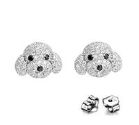 Bellitia Jewelry Boucles D'oreilles Animaux Chien en Peluche en Argent Sterling 925 pour Femme, Clou d'oreilles Hypoallergéniques Cartilage Piercing Zirconium Spinelle