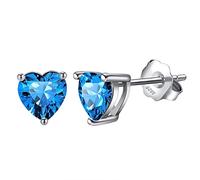 Bellitia Jewelry Boucles d'oreilles Coeur d'amour pour Femme, Clou d'oreilles en Argent Sterling 925 avec Turquoise Coeur Facile Beaux Bijoux Cadeau pour les Femmes Filles