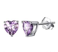 Bellitia Jewelry Boucles d'oreilles Coeur d'amour pour Femme, Clou d'oreilles en Argent Sterling 925 avec Alexandrite Coeur Facile Beaux Bijoux Cadeau pour les Femmes Filles