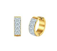 Bellitia Jewelry Boucles D'oreilles Créoles Canal Zircone Cubique Acier Inoxydable Femme, Plaqué Or 18K Huggie Boucles D'oreilles Mariage, Éternité Ensemble Parure de Bijoux Cadeaux