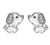 Bellitia Jewelry Boucles D'oreilles Mode Animaux Chien en Argent Sterling 925 pour Femme, Clou d'oreilles Hypoallergéniques Cartilage Piercing Zirconium
