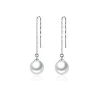Bellitia Jewelry Boucles d'oreilles pendantes en argent sterling 925 avec perles d'eau douce, or blanc, rouge, noir, 6 mm, 8 mm