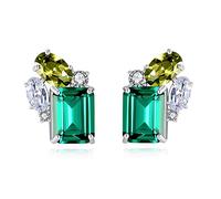 Bellitia Jewelry Clous D'oreilles Femme en Argent Sterling 925, Boucles d'Oreilles avec Émeraude et péridot, Bijoux Cadeaux pour Fête des mères,La Saint-Valentin