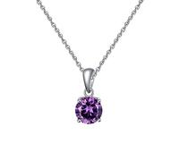 Bellitia Jewelry Collier en Argent Sterling 925 avec Pendentif Bijoux pour Femmes et Filles, Collier Pendante avec Pierres de Naissance de Février Améthyste