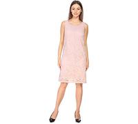 Bellivalini Dames Robe mi-Longue Robe de noël en Dentelle Robe d'été sans Manches Col Rond Motif Roses BLV50-260 (Rose poudré, XL)