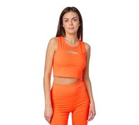 Bellivalini Debardeur Femme Sportifs Crop Top Néon pour Gym Yoga Fitness Course avec Décolleté Avant BLV50-324 (Orange Fluo, XS)