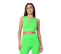 Bellivalini Debardeur Femme Sportifs Crop Top Néon pour Gym Yoga Fitness Course avec Décolleté Avant BLV50-324 (Vert Fluo, XL)