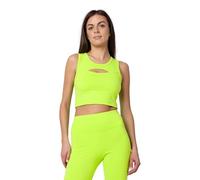 Bellivalini Debardeur Femme Sportifs Crop Top Néon pour Gym Yoga Fitness Course avec Décolleté Avant BLV50-324 (Jaune Fluo, L)