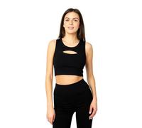 Bellivalini Debardeur Femme Sportifs Crop Top Néon pour Gym Yoga Fitness Course avec Décolleté Avant BLV50-324 (Noir, M)