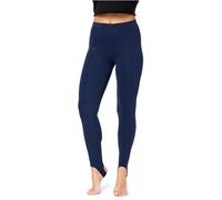 Bellivalini Leggings Thermiques pour Femmes doublés avec des étriers pour l'hiver Chaud BLV50-321 (Bleu Foncé, L)
