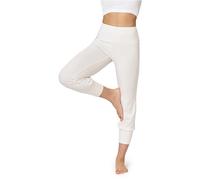 Bellivalini Pantalon 3/4 Capri Harem pour Femme Legging Corsaire Aladdin Ample Pants Fluide Sport Yoga Jogging Pilates pour l'été BLV50-283 (Ecru, XXL)