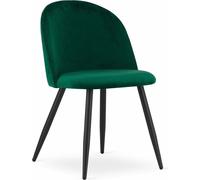 Bello Dining Room Kitchen Lounge Chair - Velvet Green / Black Legs X 4