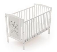 Bello24 Lit bébé en Bois Blanc 60x120 cm - Deux Ours - sommier réglable en Hauteur