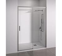 BELLOBATH - Paroi de douche 2 panneaux dont 1 coulissant en niche - Largeur réglable 95-100 cm - Hauteur 195 cm - Verre securit trempé anticalcaire 6 mm des deux côtés - Profilés argent brillant