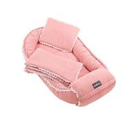Bellochi 3en1 Reducteur de Lit Bebe avec Coussin d'allaitement - Cocon Bebe 90x70 cm - Couverture 75x100 cm et Coussin Enfant 30x40 cm - Cuddly Muslin Pink